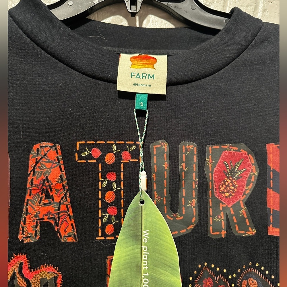 New Farm Rio Nature Is The Future Oversized Sweatshirt Black Size Small - Picture 4 of 10